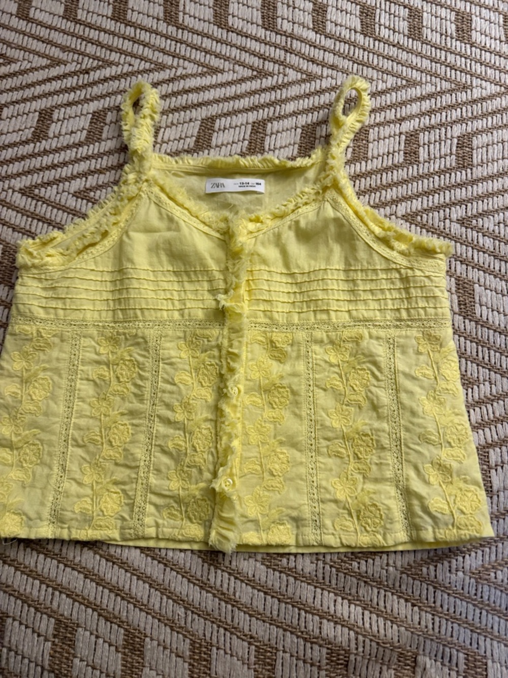 Zara Yellow Embroidered Tank size 13-14